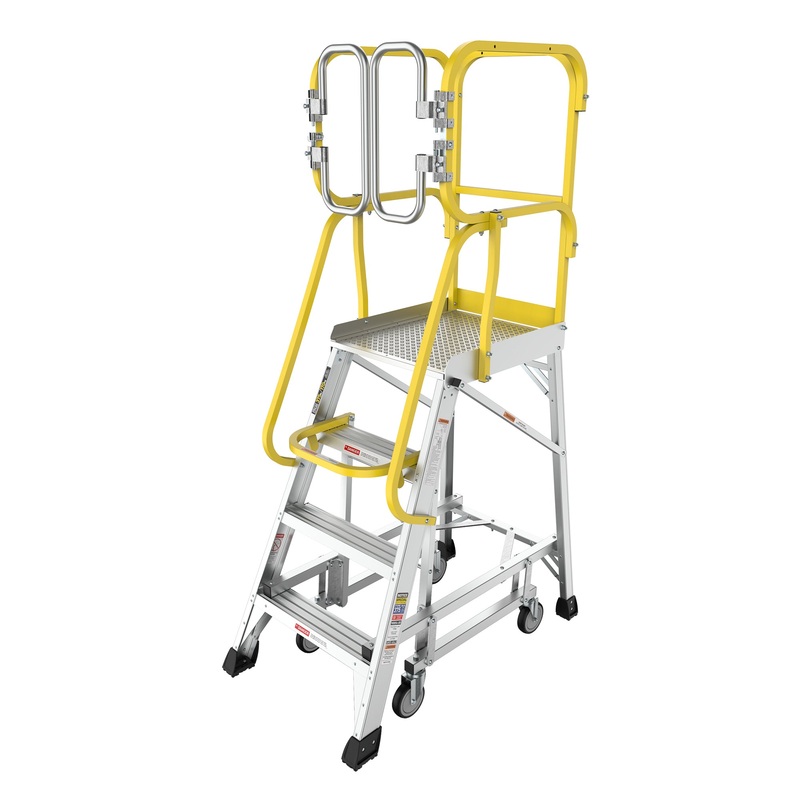 Heavy-Duty Aluminum 4 Step Rolling Platform Ladder with 375lbs Capacity