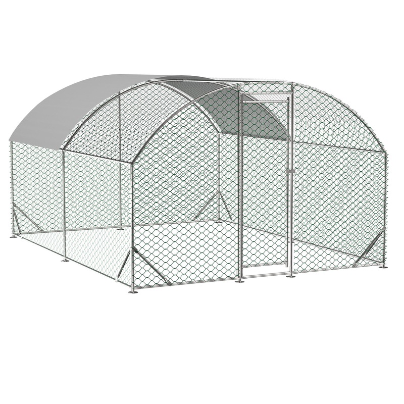 Large Metal Chicken Coop with Waterproof and Anti-UV Cover Dome Shaped Walk-in Fence Cage 9.84′ x 13.12′ x 6.56′