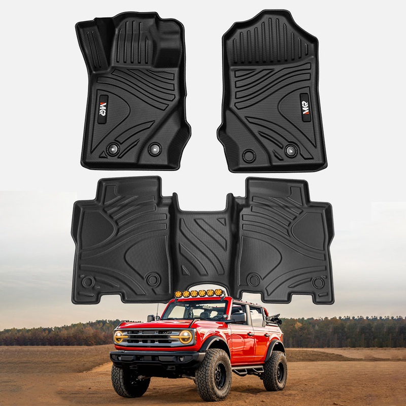 MKR Car Floor Mats for 2021-2023 Ford Bronco 4 Doors 3D TPE All-Weather Full Set Interior Car Accessories(Not fit 2 doors version)