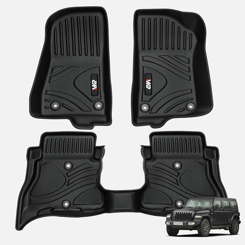 MKR Non-Slip Durable TPE ECO Car Floor Mat Fits for Jeep Wrangler JL 4xe 2021-2024 (Not for 2 Door and JL Unlimited Models)