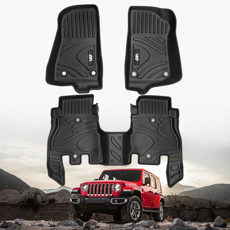 MKR Waterproof and Stain-resistant TPE Car Floor Mats For Jeep Wrangler JL 2018+ 4 Doors Model ( Not Fit for Jeep Wrangler JK or 4XE)