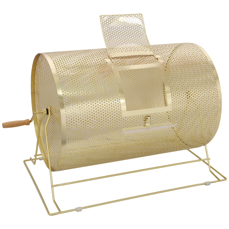 Raffle Drum Holds 10000 Tickets or 300 Ping Pong Balls Metal Lottery Spinning Drawing with Wooden Turning Handle 14.8 x 21.26 inch Brass Plated