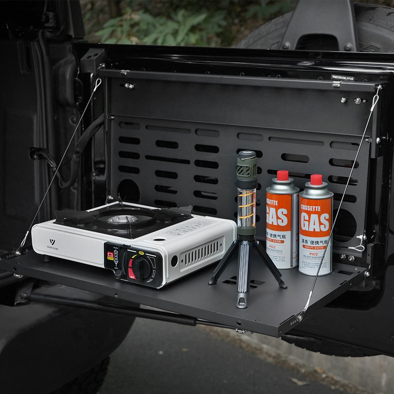 Tailgate Table Molle Panel for Ford Bronco 2021-2024 2-Tier Foldable Rear Storage Cargo Rack Shelf Camping Desk