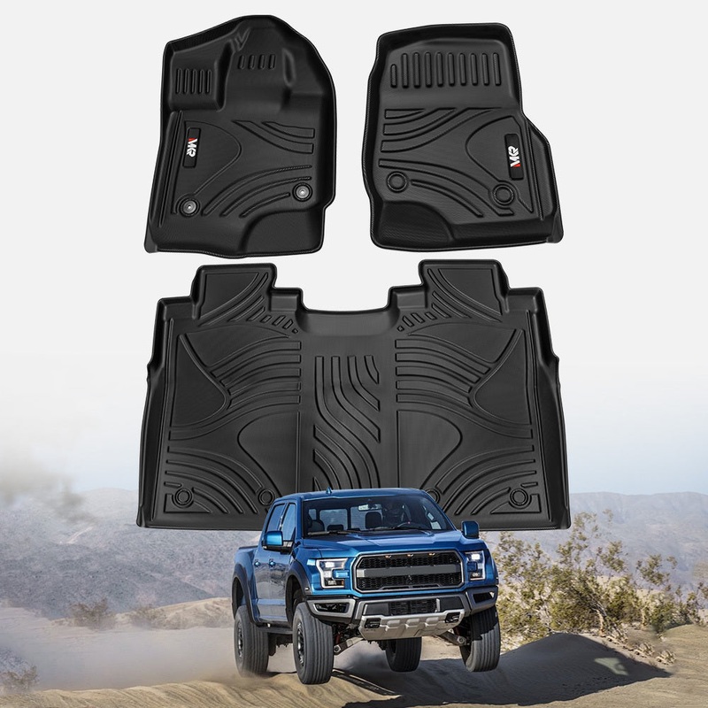 TPE All Weather Floor Mats Waterproof Fits for Ford F150 2015-2025 (without fold flat storage)